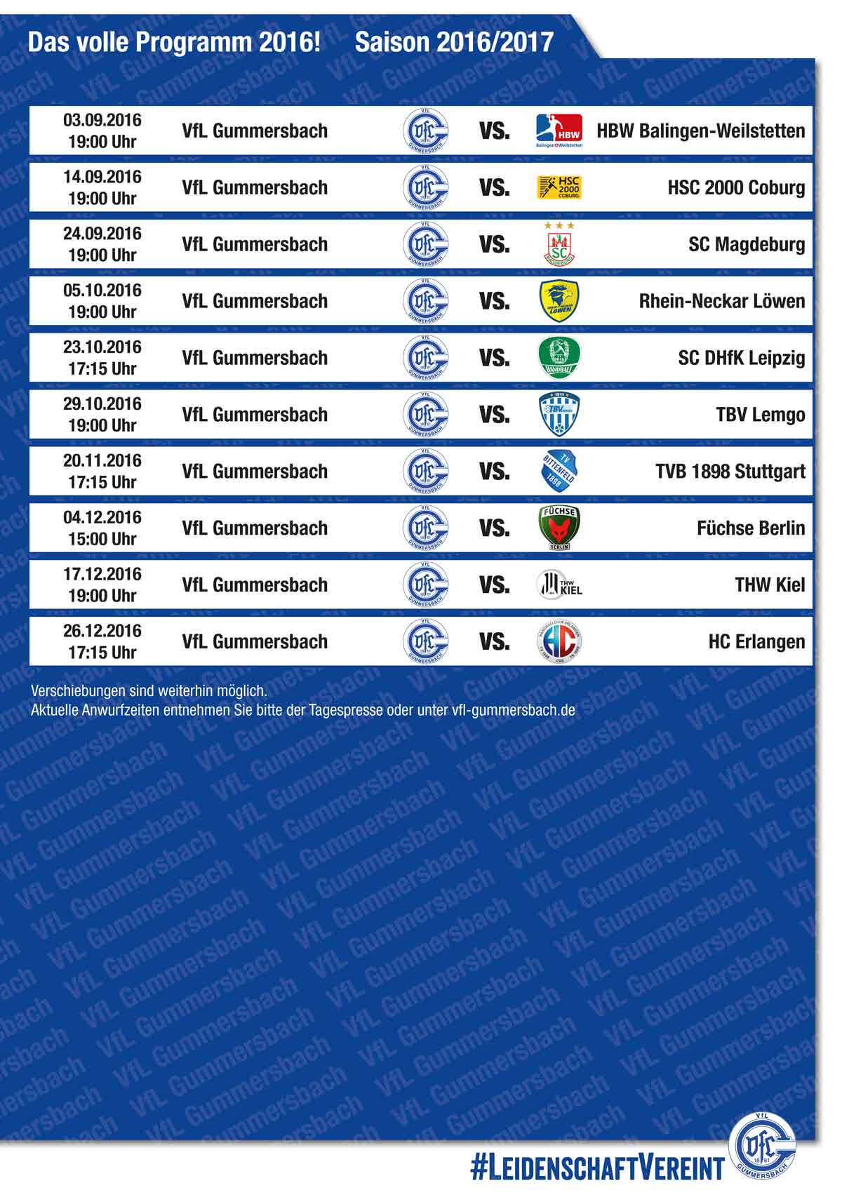 Spielplan Vfl Gummersbach Spielplan Vfl Gummersbach